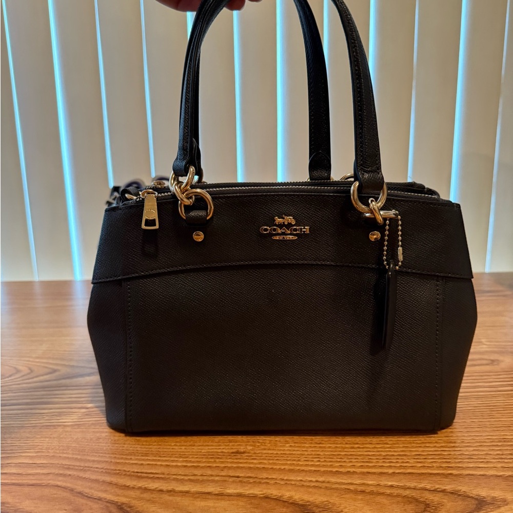 Coach Black Satchel with Gold Accents